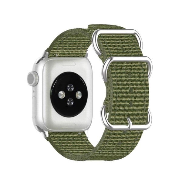 Apple Watch Series 5 44mm stribe Mønster nylon urrem - Militærgrøn Green