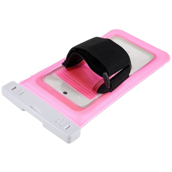 Universal waterproof bag with lanyard for 6-inch smartphone - Rose Pink
