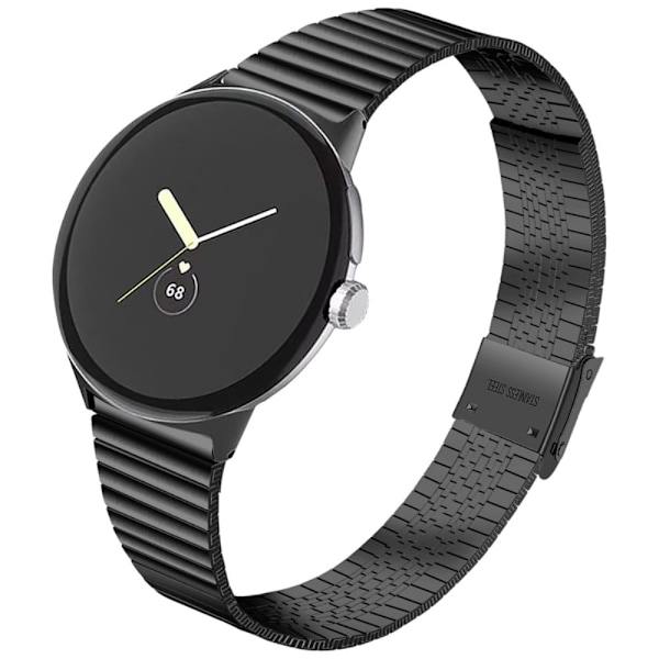 Google Pixel Watch klockarmband med dubbelt spänne i rostfritt stål - Svart Svart