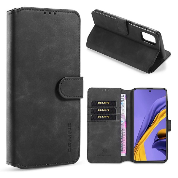 DG.MING Samsung Galaxy A71 5G Retro kotelot - Musta Black