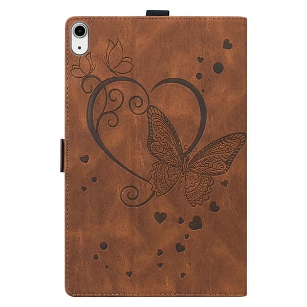 iPad mini (2024) / mini (2021) Leather Case Imprinted Butterfly Tablet Cover Stand Card Slot - Brown Brown