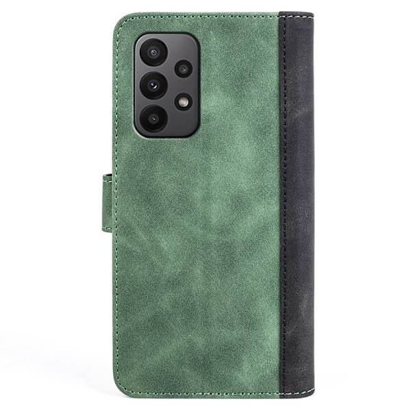To Farvet Læder Flip Case til Samsung Galaxy A23 5g - Grøn Green