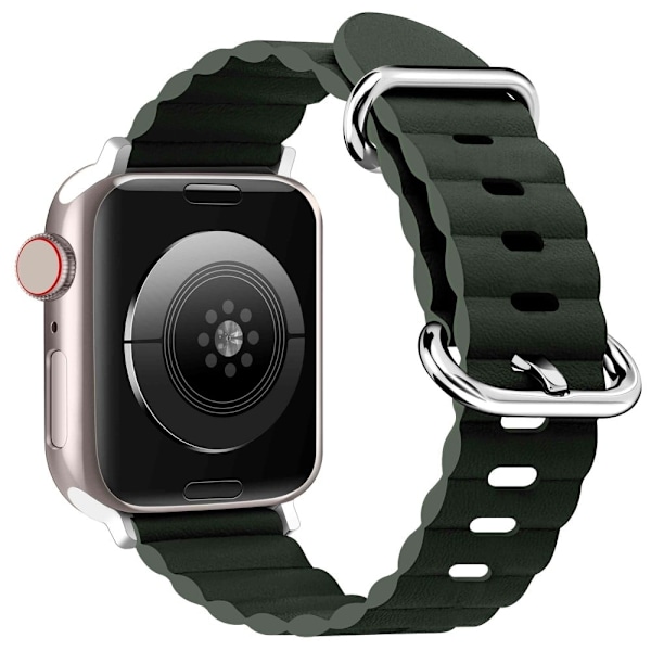 Apple Watch Series 8 (45mm) / Watch Ultra klockarmband i äkta läder - Tallskogsgrön Grön