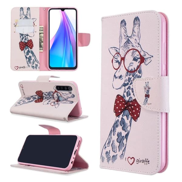 Wonderland Xiaomi Redmi Note 8T etui – Sød giraf med briller Multicolor
