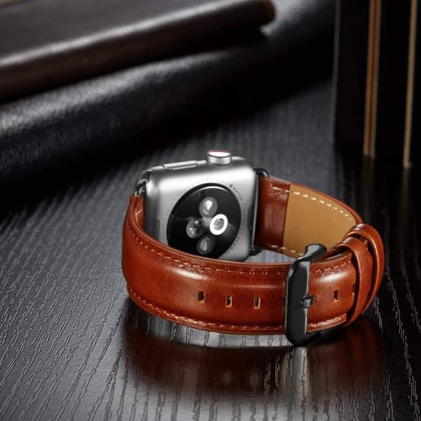 Apple Watch (45mm) Crazy Horse tekstur læder urrem - Brun Brown