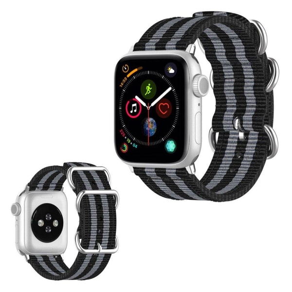 Apple Watch Series 5 40mm stripe mönster nylon klockarmband - svart / grå Svart