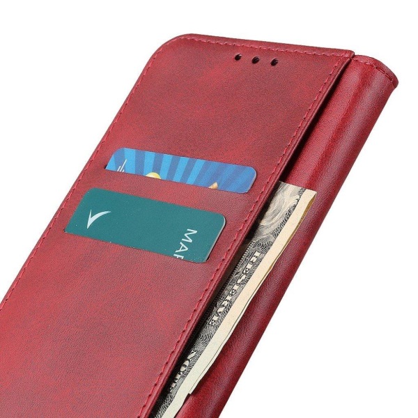 Lompakko-style Aitoa Nahkaa Läppäkotelo For Samsung Galaxy A03s - Punainen Red