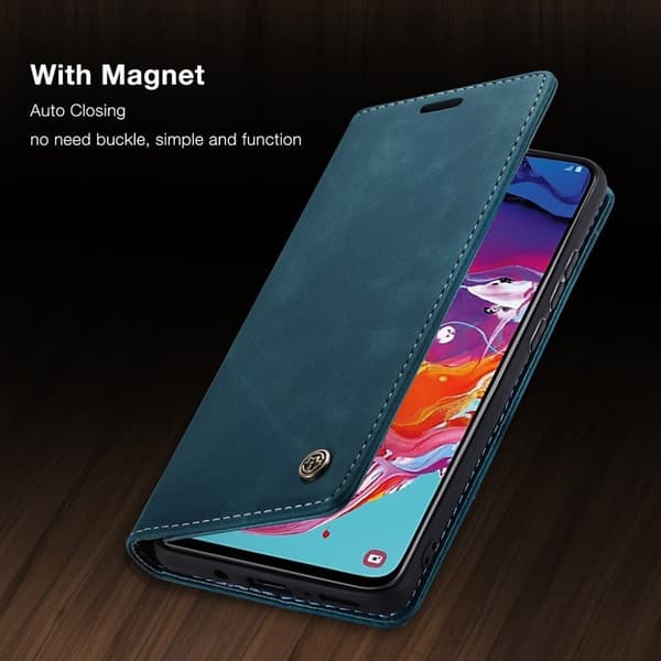 CaseMe Samsung Galaxy A70 Vintage kotelot - Sininen Blue
