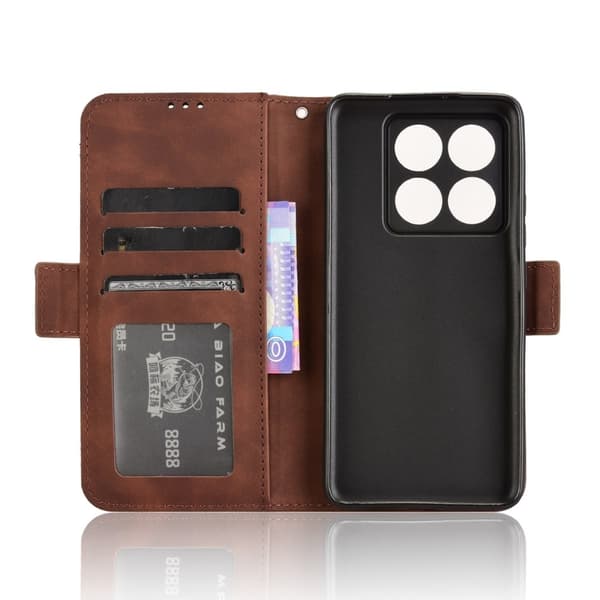 Modernt Xiaomi 14T fodral med plånbok - Brun Brun