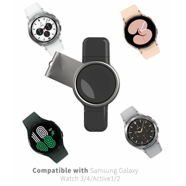 Samsung Galaxy Watch 4 Classic (46mm) / (42mm) / 4 (40mm) / (44mm) USB til Type-C magnetisk trådløs hurtigoplader Black