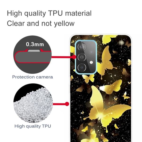 Butterfly läder Samsung Galaxy A72 5G fodral - Guld Guld