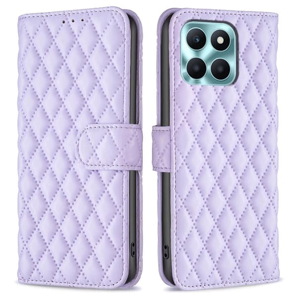 Rombemønster, matt flip-deksel for Honor X6a - Lilla Purple