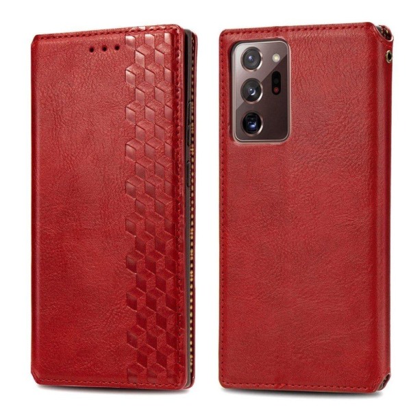 Læder Etui med A Stilfuldt Rhombus Tryk til Samsung Galaxy Note 20 Ultra 5G / Note 20 Ultra - Rød Red