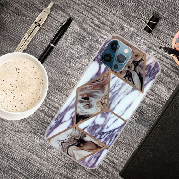 Marble design iPhone 14 Pro Max cover - Blå Og Brun Marmor Multicolor