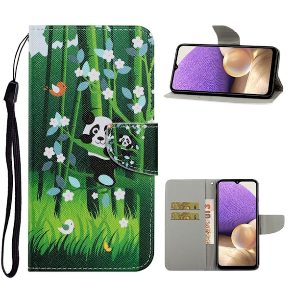 Wonderland Samsung Galaxy A32 Flip etui - Panda og bambus Green