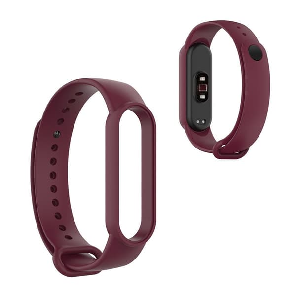 Xiaomi Mi Smart Band 6 / 5 glanset silikonklokkebånd - Vinrød Red