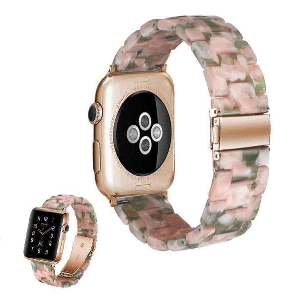 Apple Watch Series 5 40mm pitch themed klockarmband - rosa / grö Rosa
