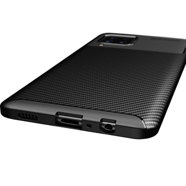 Carbon Shield Samsung Galaxy A12 5G kotelot - Musta Black
