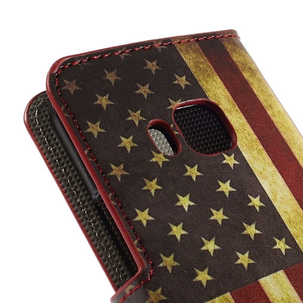 Moberg HTC One M9 Læder Etui Med Kortholder - Klassisk USA Flag Multicolor
