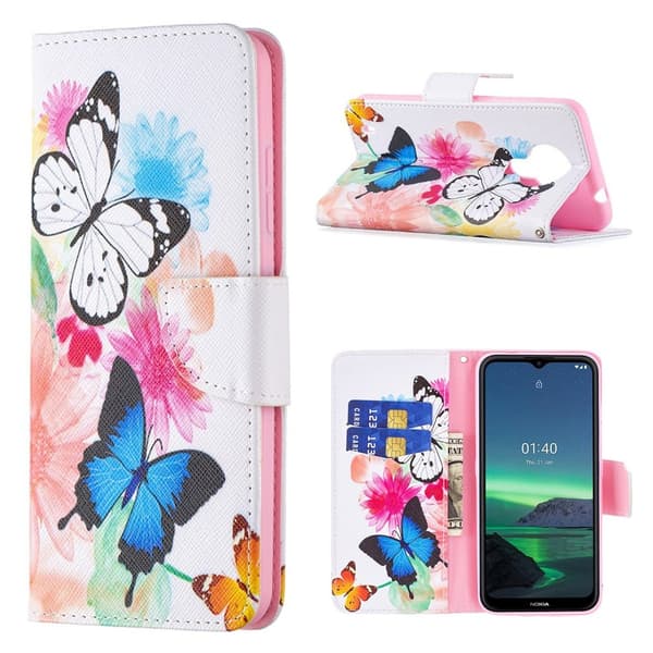 Wonderland Nokia 1.4 Flippetui - Livlige Sommerfugler Multicolor