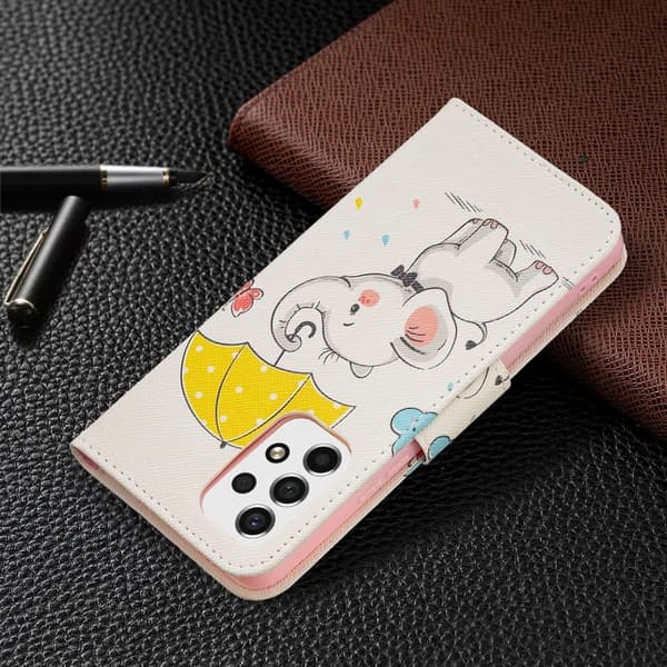 Wonderland Samsung Galaxy A53 5G Flippetui - Paraply og Elefant Multicolor