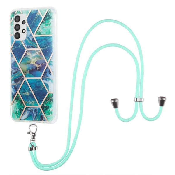 Slim og Holdbart Blødtcover med Snor til Samsung Galaxy A23 5G / A23 - Blå / Grøn Blue