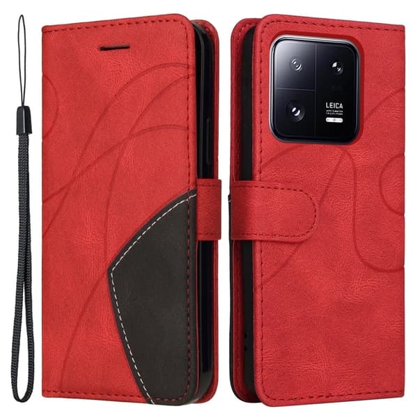 Tekstureret Xiaomi 13 Pro læderetui med rem - Rød Red