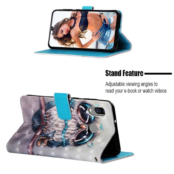 Samsung Galaxy A40 mönstrat läderfodral - Bedårande Uggla multifärg