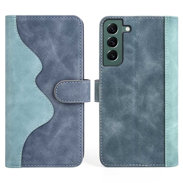 Tvåfärgat Samsung Galaxy S22 Plus fodral i läder - Blå Blå