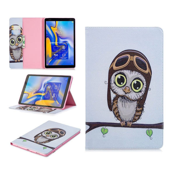 Samsung Galaxy Tab A 10.5 mönstrat flipfodral i läder - Vacker Uggla multifärg