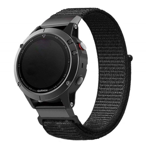 22mm Garmin Fenix 5 nylon velcro watch band - Black Svart