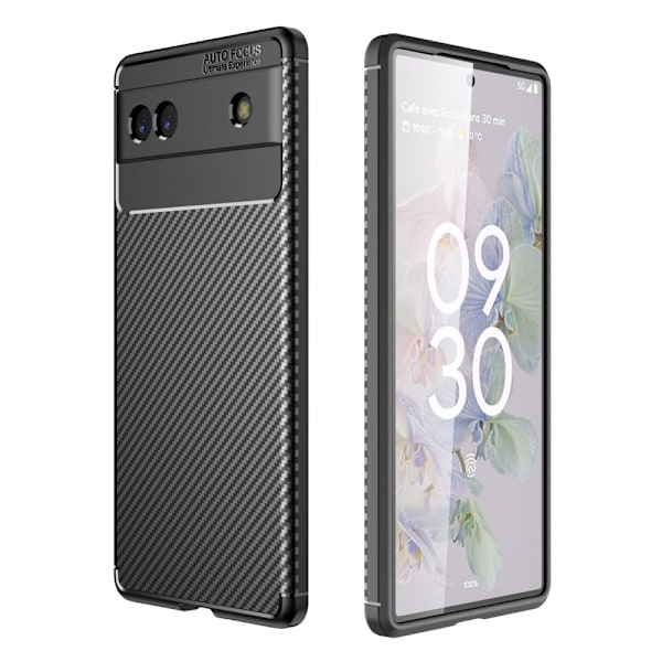 Carbon Shield Google Pixel 6a kotelot - Musta Black