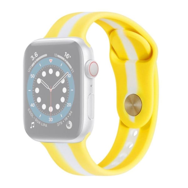 Apple Watch 40mm väriraidallinen silikonikellon hihna - Keltainen Yellow