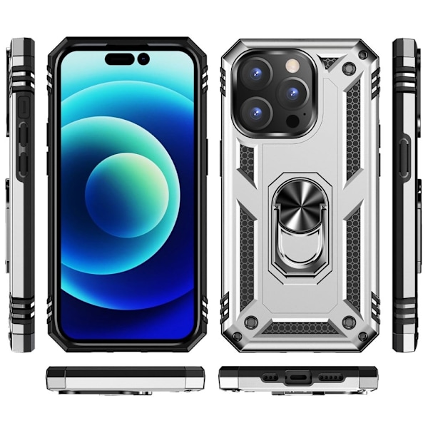 Bofink Combat iPhone 14 Pro Suojakotelo - Hopea Silver grey