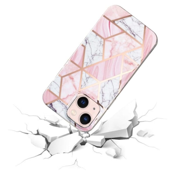 Marmormotiv iPhone 14 skal - Vitt Grus / Rosa Marmor Rosa