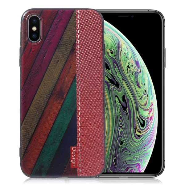 iPhone XS etui med præget mønster - Rød / Farverige Striber Multicolor