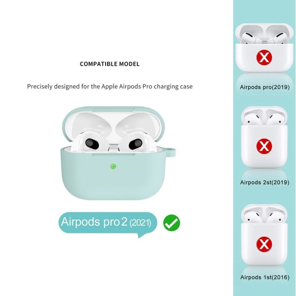 AirPods silikonfodral med karbinhake - Ljusgrön Grön