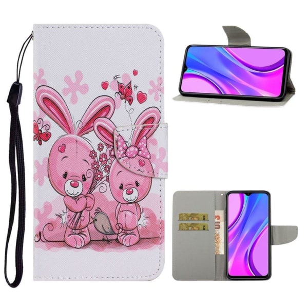 Wonderland Xiaomi Redmi 9C Läppäkotelo - Rabbits Pink