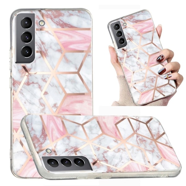 Marble Samsung Galaxy S22 Etui - Lyserød / Hvid Marmor Pink