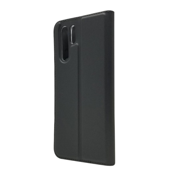 Huawei P30 Pro auto-absorberet læder flip etui - Sort Black