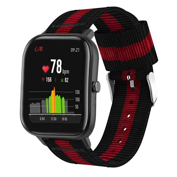 Amazfit GTS pystysuora nylonkellonauha - Musta / Punainen Red