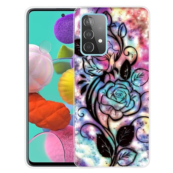 Deco Samsung Galaxy A23 skal - Svart Blomma multifärg