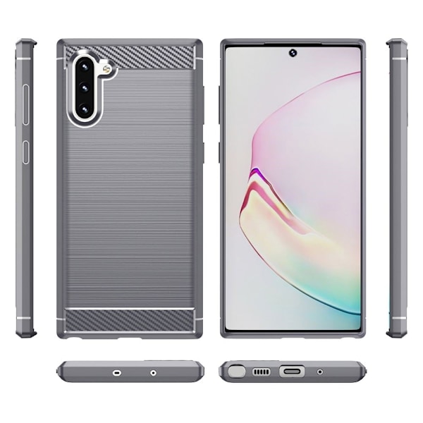 Carbon Flex Suojakotelo Samsung Galaxy Note 10 - Harmaa Silver grey