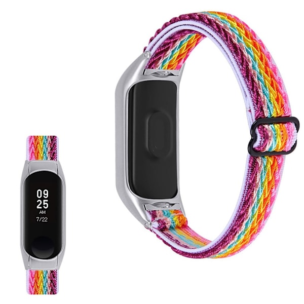 Xiaomi Mi Smart Band 4 / 3 nylon elastisk urrem - Regnbue Multicolor