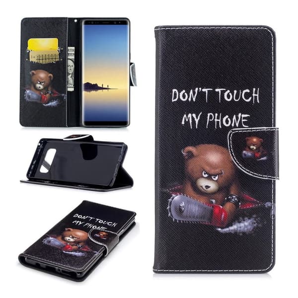 Samsung Galaxy Note 8 Mønster PU Lær Flip Etui - Bjørn Og Its Warnings Multicolor