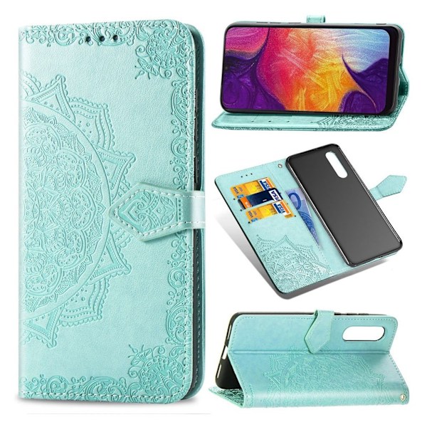 Mandala läder Samsung Galaxy A50 fodral - Grön Grön