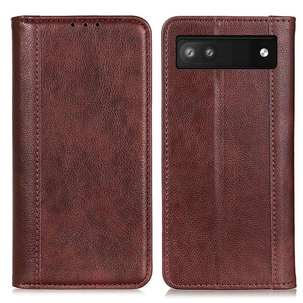 Genuine Nahkakotelo With Magnetic Closure For Google Pixel 6a - Brown