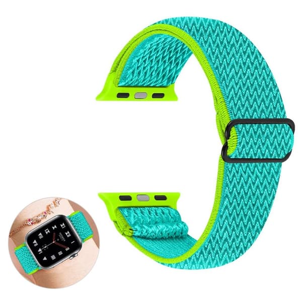 Apple Watch 42mm - 44mm nylon design urrem - Gul / Grøn Green
