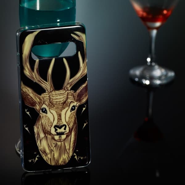 Samsung Galaxy s10 Selvlysende Etui Med Mønster - Hjort Multicolor