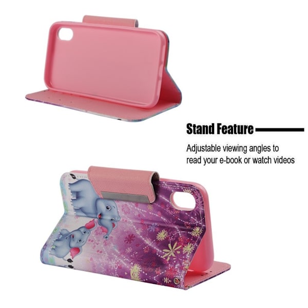 iPhone Xs Max læder flip cover med mønsterprint - To Elefanter Multicolor